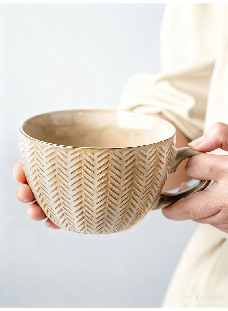 Ceramic Coffee Mug 400ml with Handle, Tea Mug for Drinks, Cappuccino, Latte, Espresso - Image 1